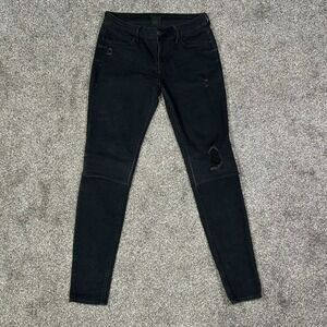 RtA Road to Awe Skinny Ankle Fit Jeans Womens 27 Black Distressed Denim Casual‎